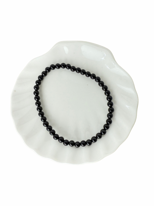 Zwarte Toermalijn kogelarmband 4 mm