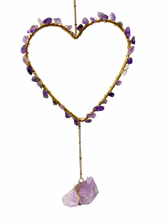 Edelsteen hart hanger Amethist