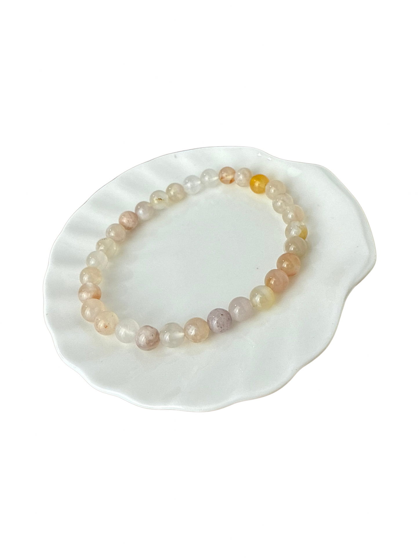 Bloemaagaat kogelarmband 6 mm