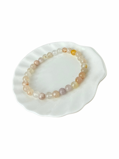 Bloemaagaat kogelarmband 6 mm