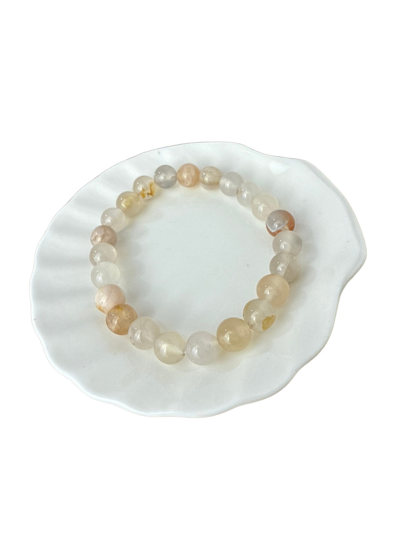 Bloemaagaat kogelarmband 8 mm