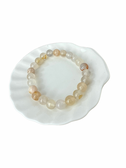 Bloemaagaat kogelarmband 8 mm