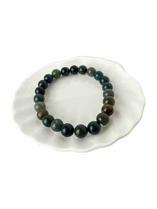 Moss agate ball bracelet 8 mm