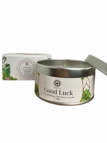 Gemstone scented candle Green Tree: Good Luck - Patchouli