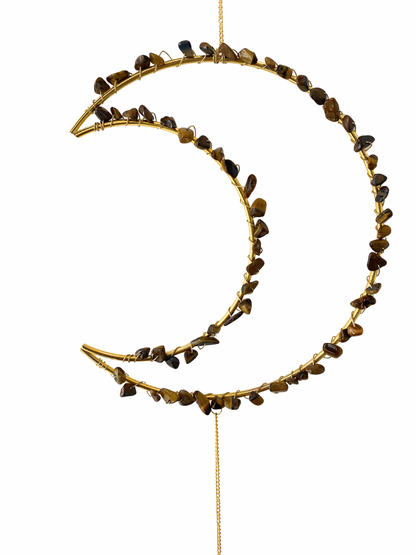 Edelsteen maan hanger Tijgeroog