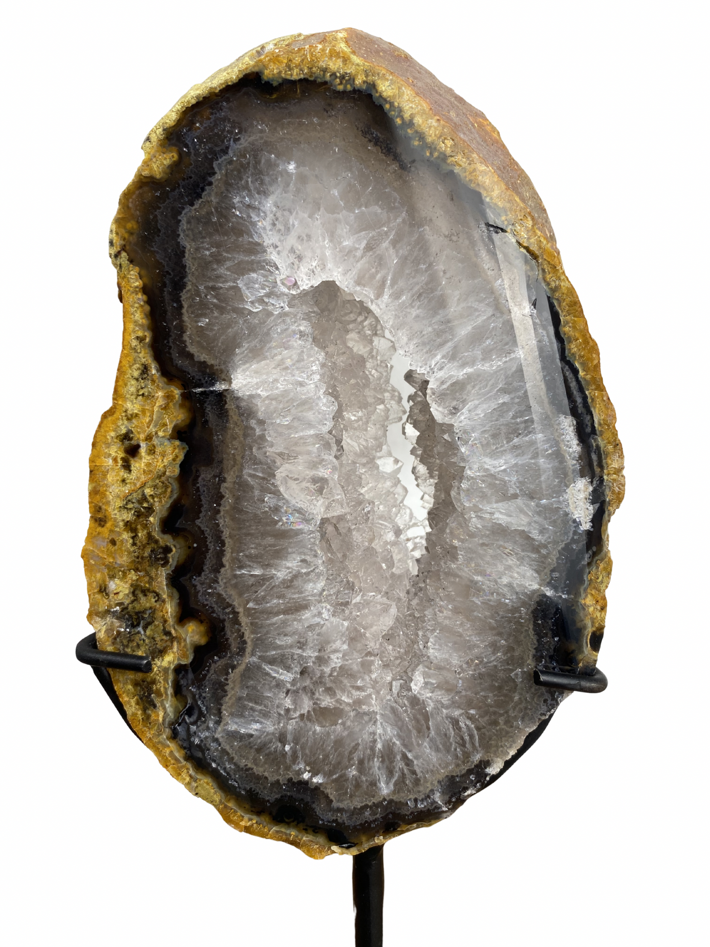 Agaat schijf op standaard met druzy kristallen 2