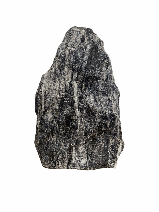 Raw Fuchsite sculpture on a stand