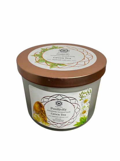 Gemstone scented candle Green Tree: Positivity - Green Tea