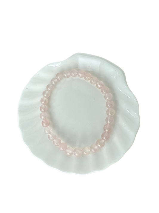 Rozenkwarts kogelarmband 6 mm