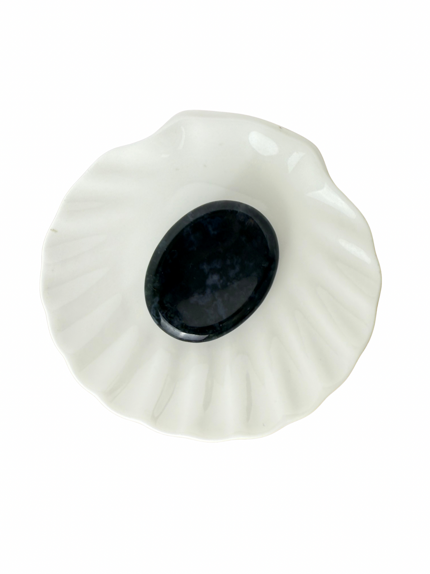 Moss agate thumbstone (worry stone)