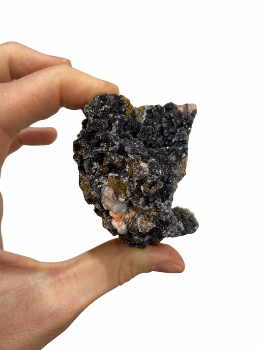 Mangaan Kwarts met Druzy Hematiet kristallen (Quartz Manganesse)