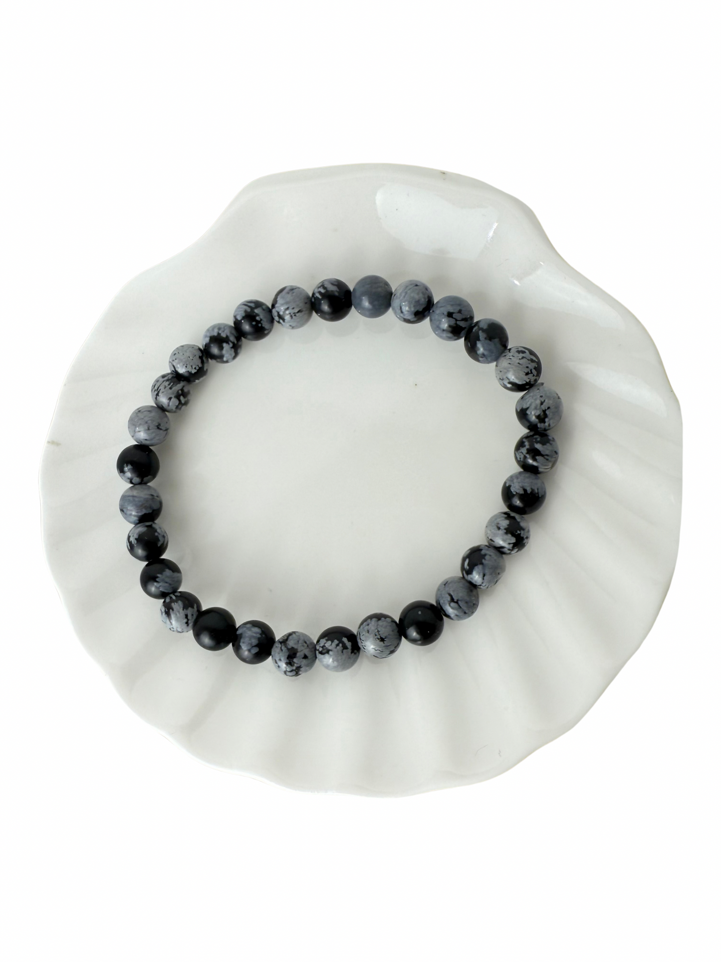 Snowflake Obsidian bracelet ball 6 mm