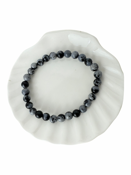 Snowflake Obsidian bracelet ball 6 mm