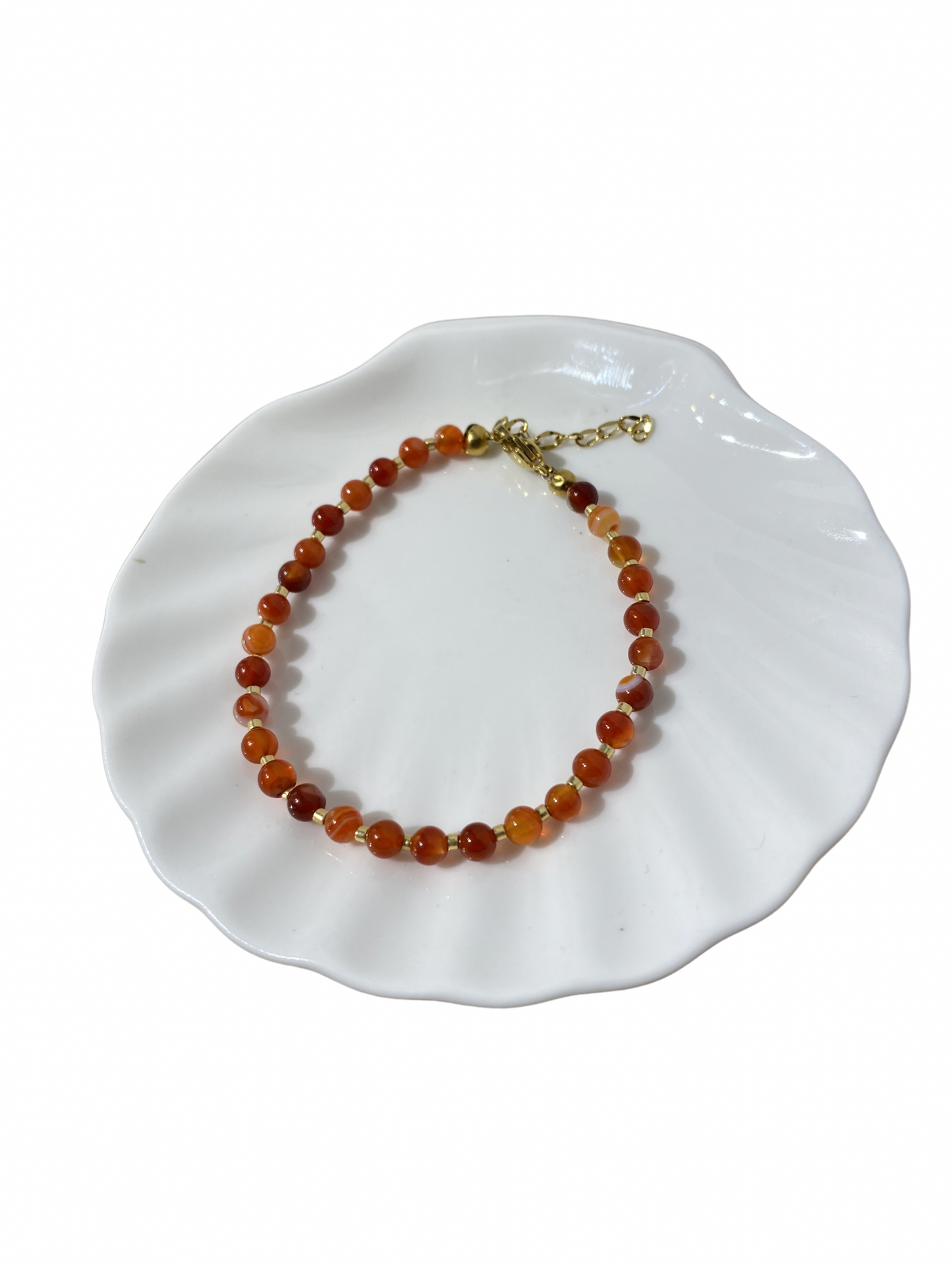 Carneool armband RVS goud 4 mm