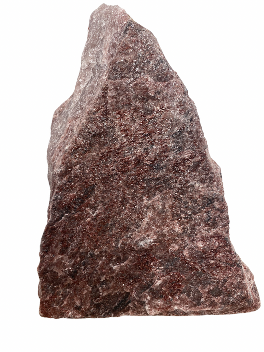 Raw Fuchsite sculpture on a stand