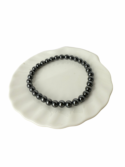 Hematite bracelet ball 6 mm