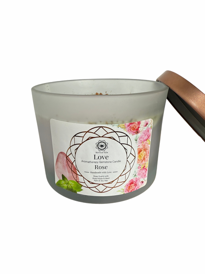 Gemstone scented candle Green Tree: Love - Rose