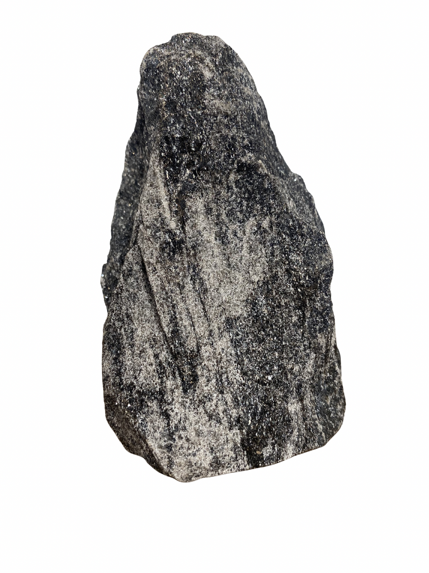 Raw Fuchsite sculpture on a stand