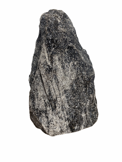 Raw Fuchsite sculpture on a stand