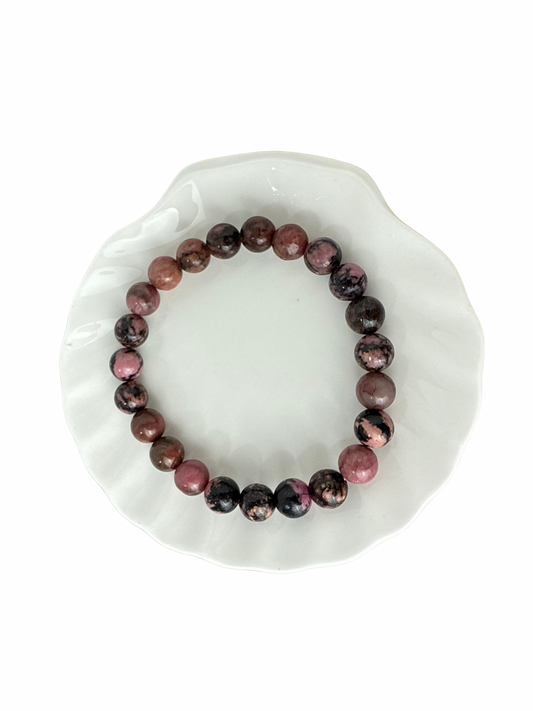 Rhodoniet kogelarmband 8 mm