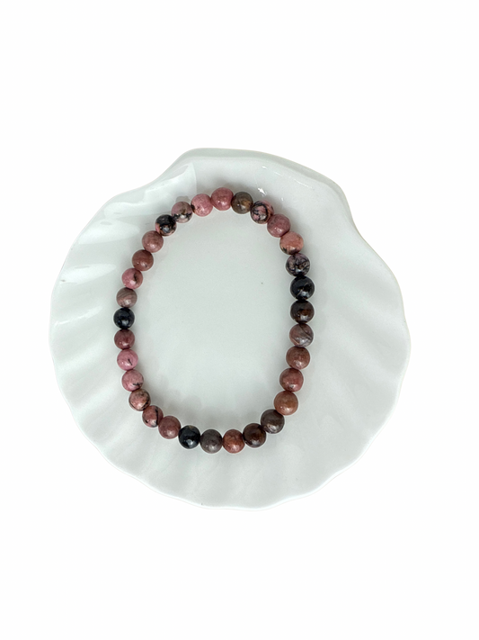 Rhodoniet kogelarmband 6 mm