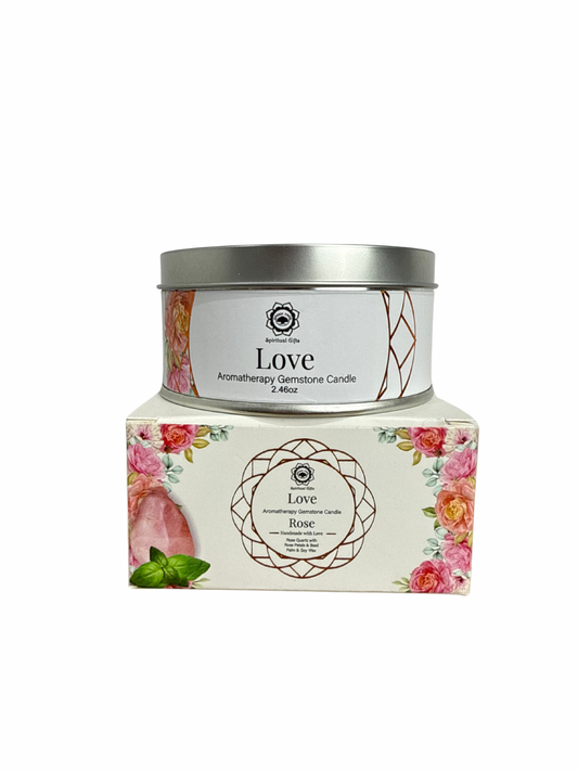 Gemstone scented candle Green Tree: Love - Rose