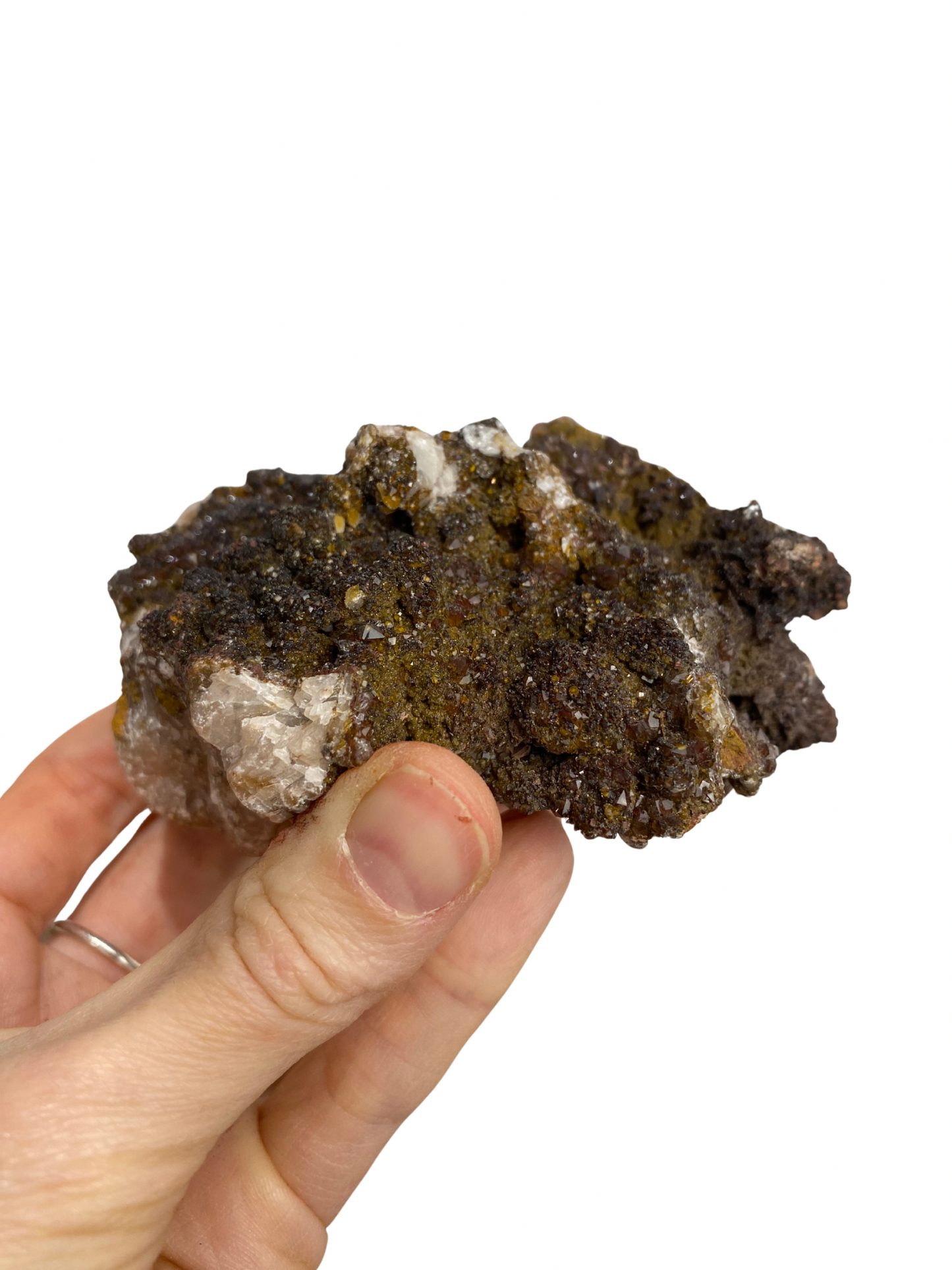 Mangaan Kwarts met Druzy Hematiet kristallen (Quartz Manganesse)