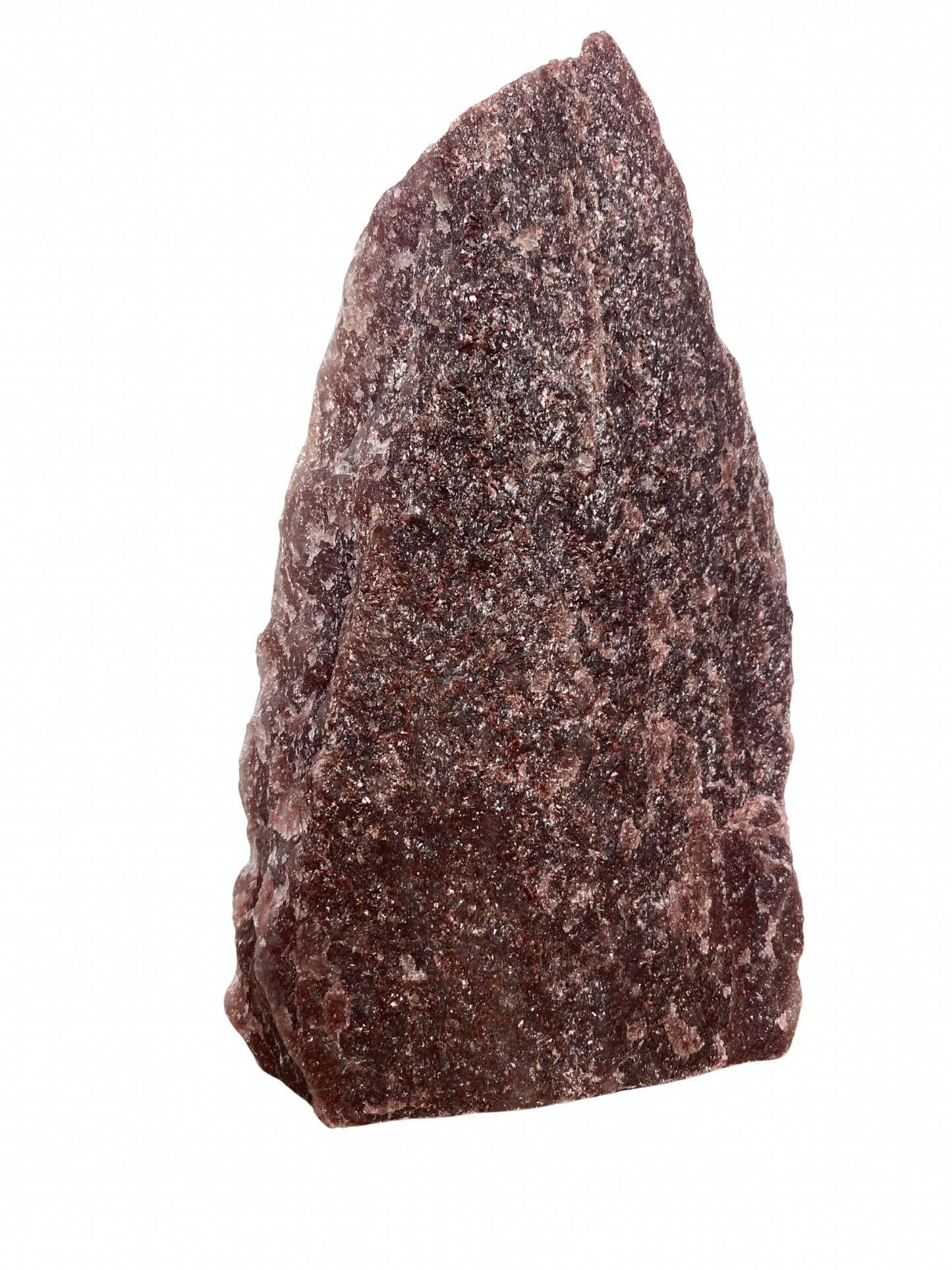 Raw Fuchsite sculpture on a stand