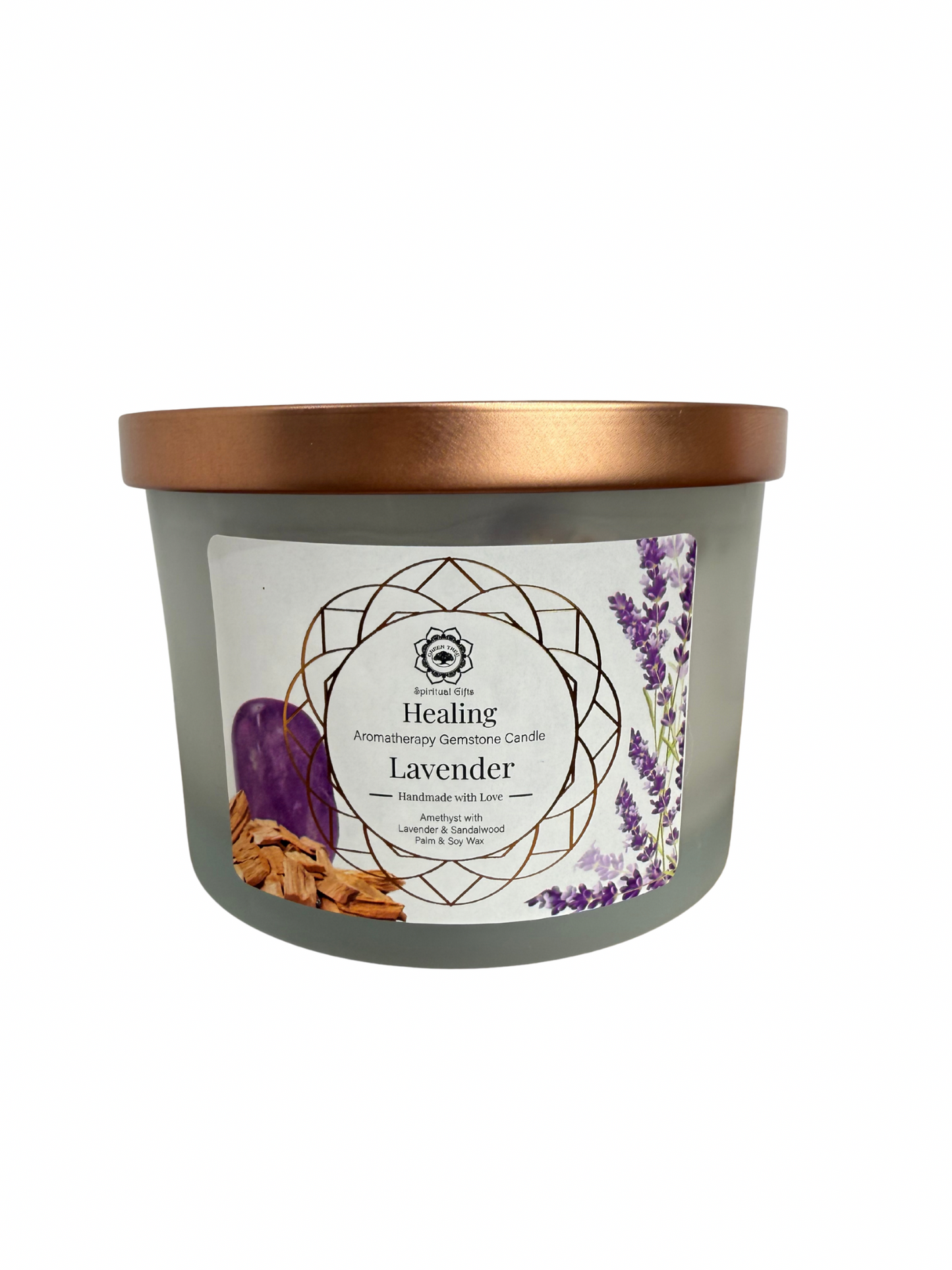 Gemstone scented candle Green Tree: Healing - Lavender