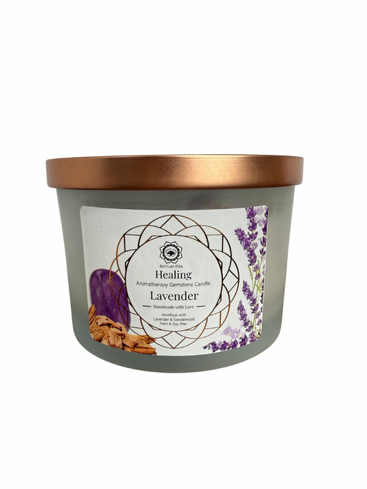 Gemstone scented candle Green Tree: Healing - Lavender