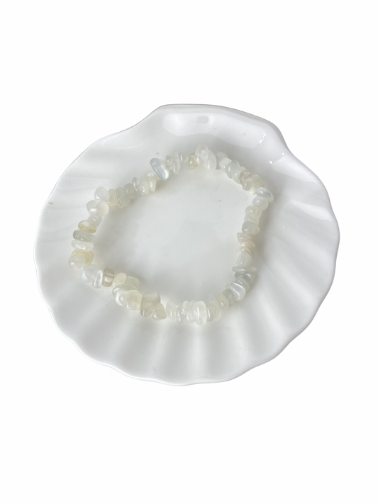 Maansteen (wit) armband split