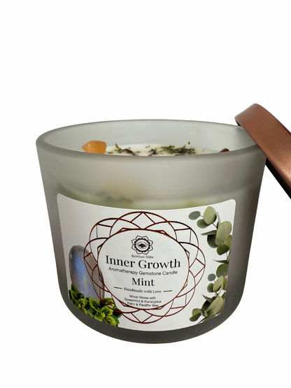 Gemstone scented candle Green Tree: Inner Growth - Mint