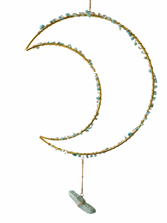 Edelsteen maan hanger Amazoniet