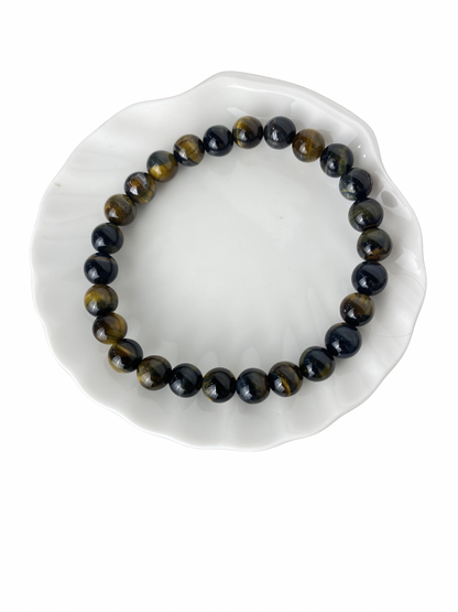 Tijgeroog kogelarmband 8 mm (21 cm)