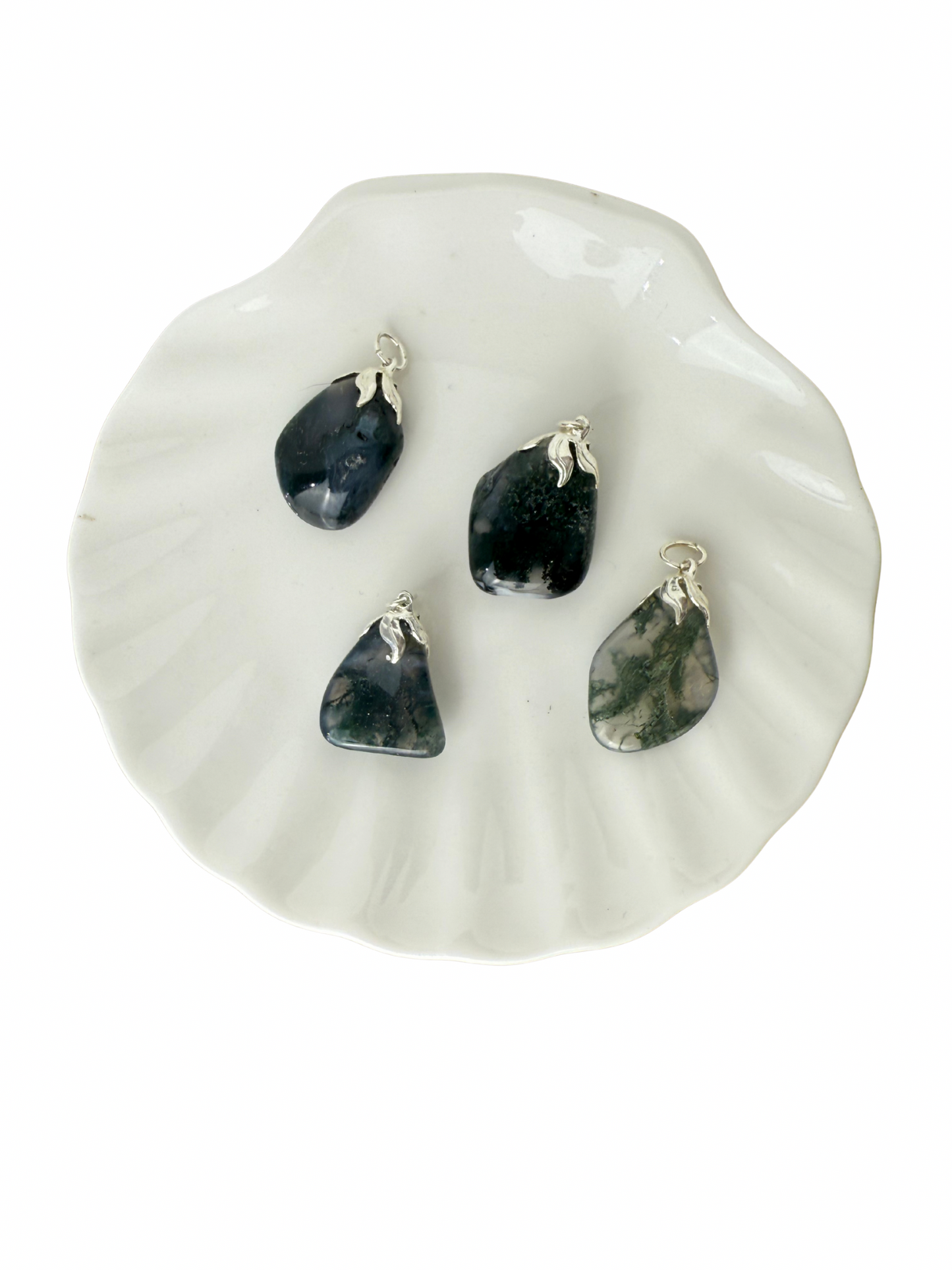 Olivia tumbled stone pendant Moss agate