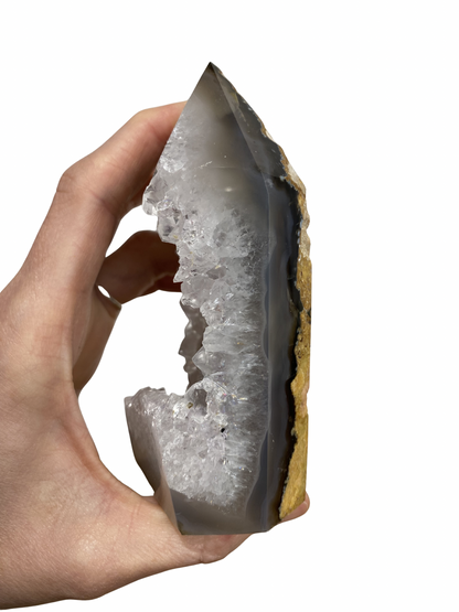 Agate tower with druzy Amethyst