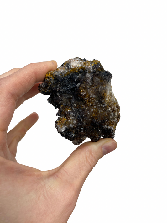 Mangaan Kwarts met Druzy Hematiet kristallen (Quartz Manganesse)