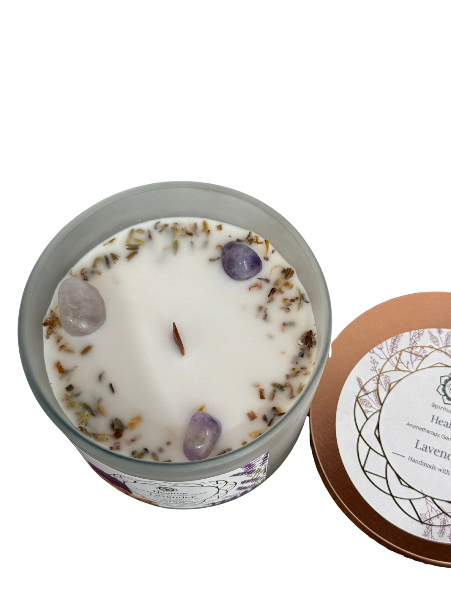 Gemstone scented candle Green Tree: Healing - Lavender