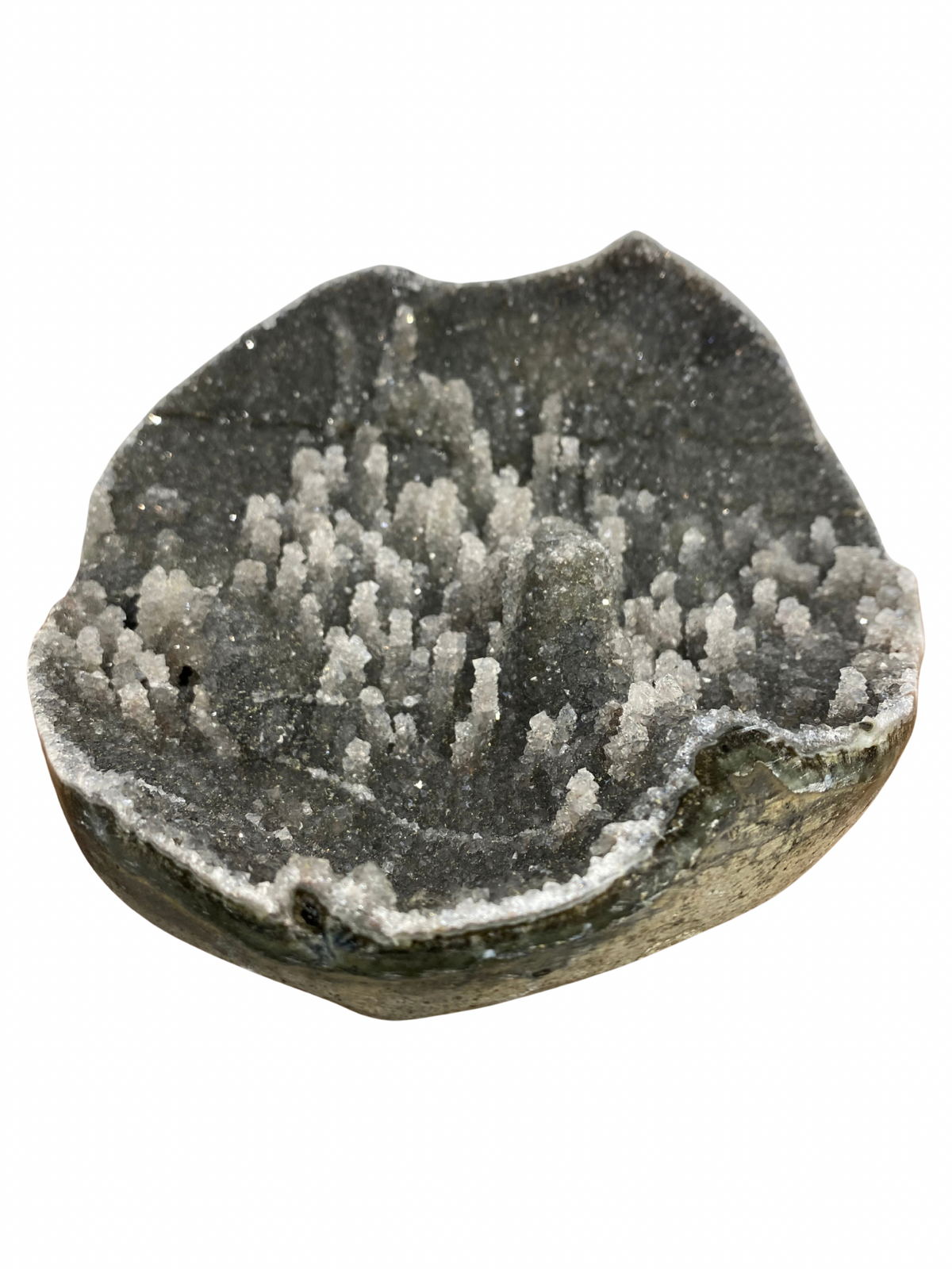 Zwarte Galaxy Amethist geode met stalactiet kristallen (Uruguay) | 1,8 kg