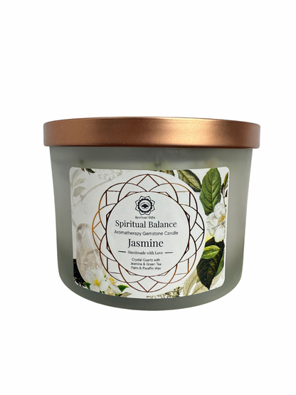 Gemstone scented candle Green Tree: Spiritual Balance - Jasmine