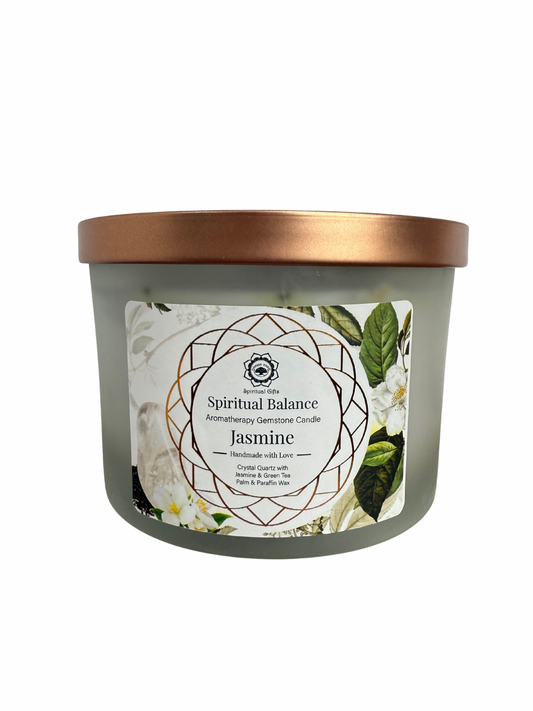 Gemstone scented candle Green Tree: Spiritual Balance - Jasmine