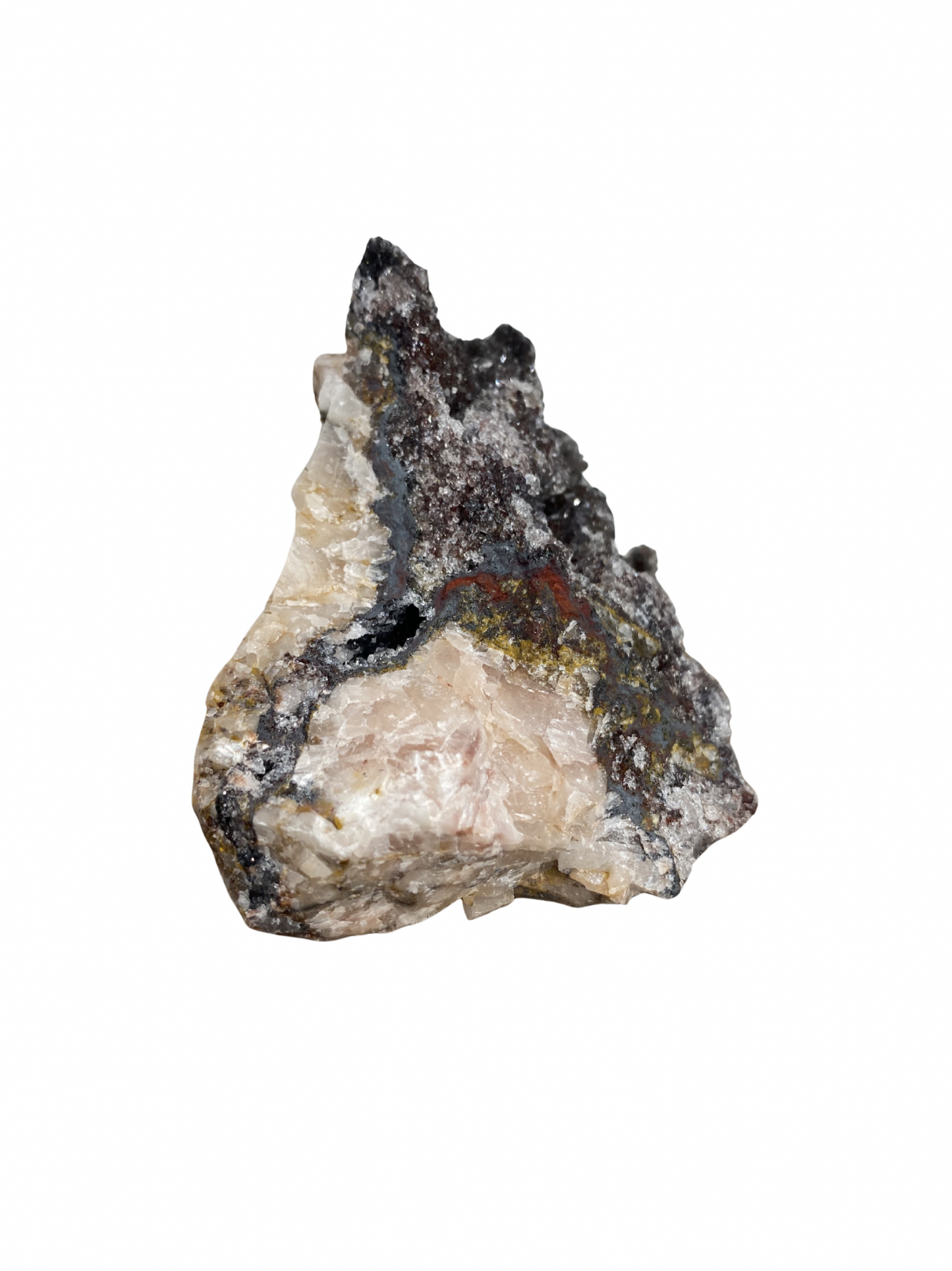 Mangaan Kwarts met Druzy Hematiet kristallen (Manganiet)