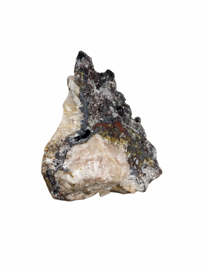 Mangaan Kwarts met Druzy Hematiet kristallen (Manganiet)