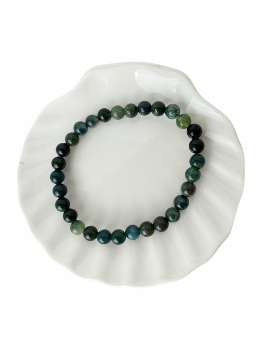Moss agate bracelet ball 6 mm