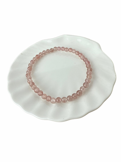 Strawberry quartz bracelet ball 4 mm