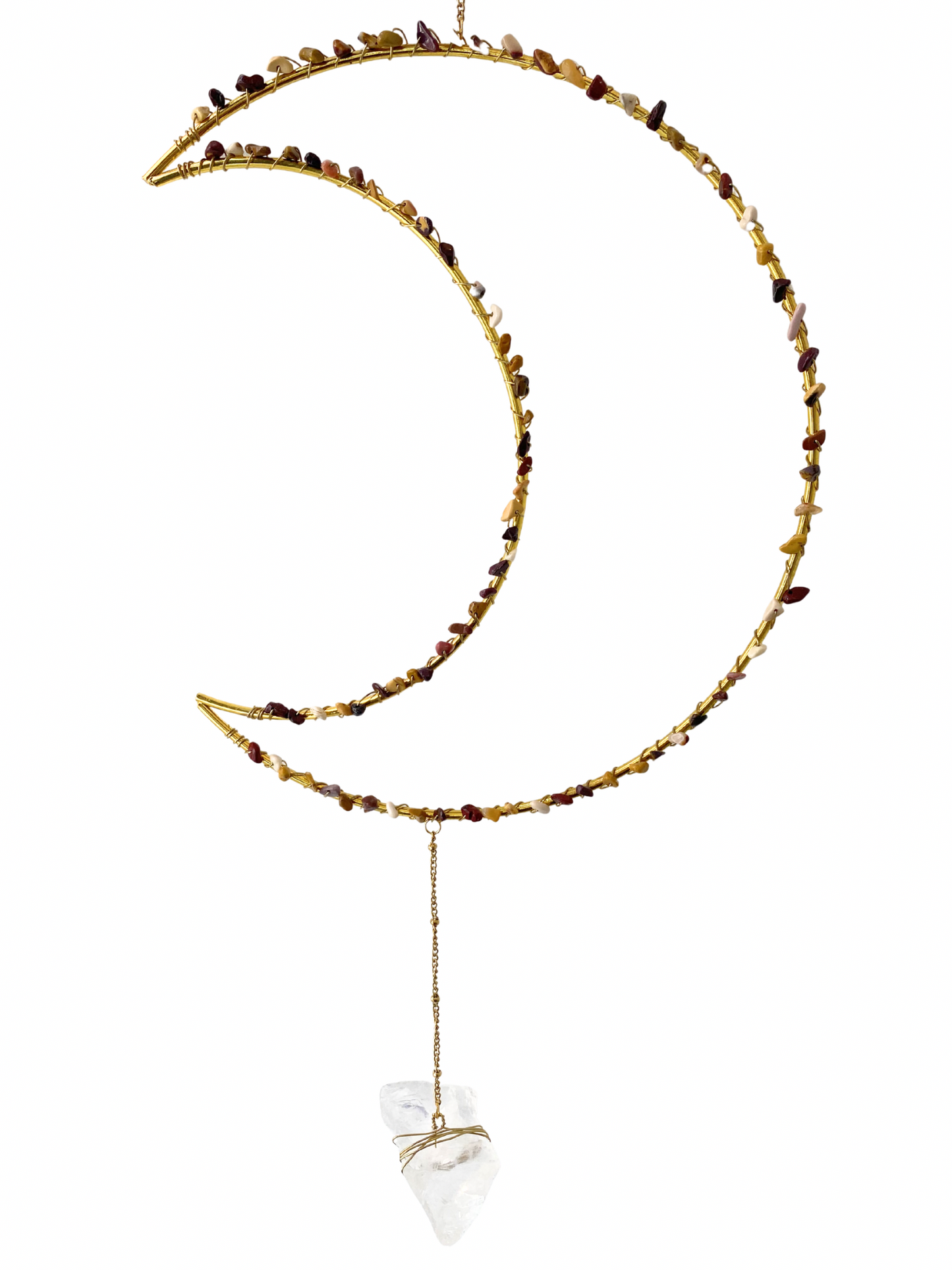 Gemstone moon pendant Amazonite