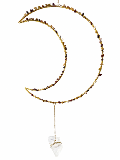 Gemstone moon pendant Amazonite