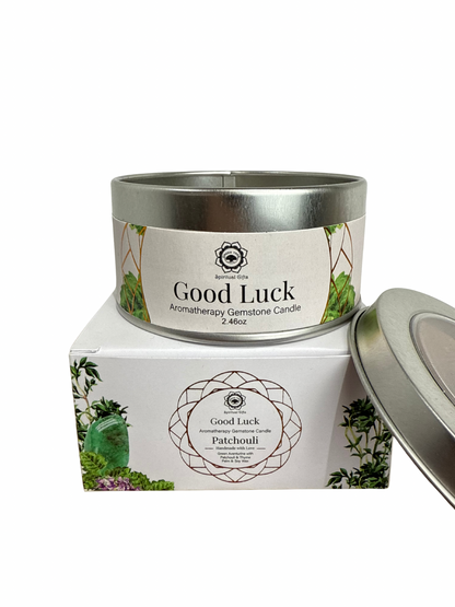 Gemstone scented candle Green Tree: Good Luck - Patchouli