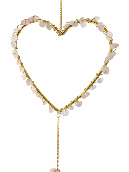 Edelsteen hart hanger Rozenkwarts