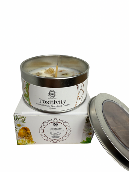 Gemstone scented candle Green Tree: Positivity - Green Tea